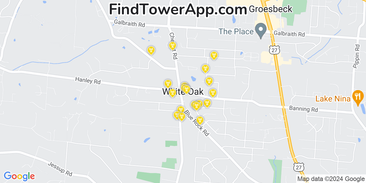 AT&T 4G/5G cell tower coverage map White Oak, Ohio