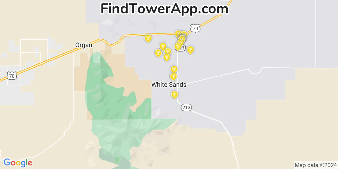 AT&T 4G/5G cell tower coverage map White Sands, New Mexico