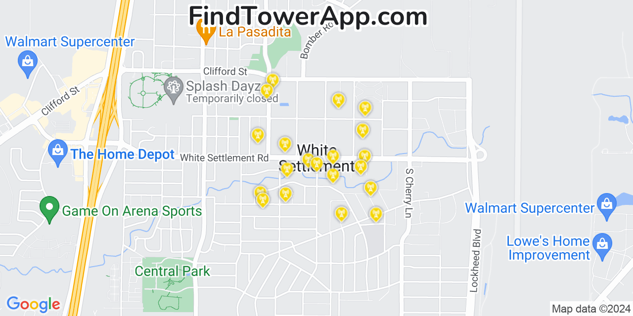 AT&T 4G/5G cell tower coverage map White Settlement, Texas