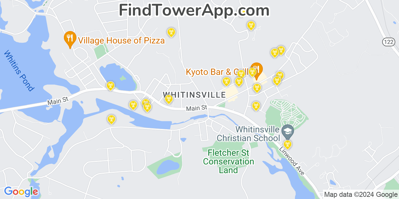 T-Mobile 4G/5G cell tower coverage map Whitinsville, Massachusetts