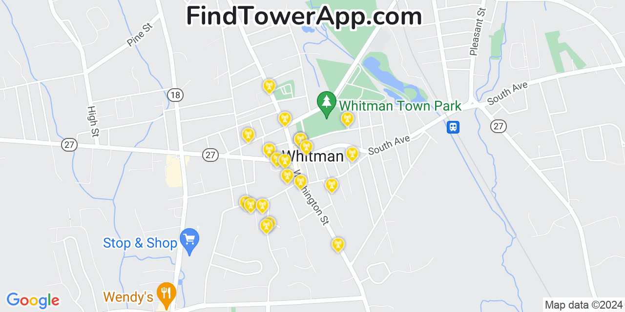 Verizon 4G/5G cell tower coverage map Whitman, Massachusetts