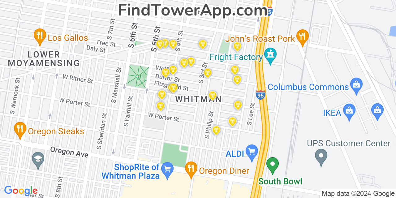 AT&T 4G/5G cell tower coverage map Whitman, Pennsylvania