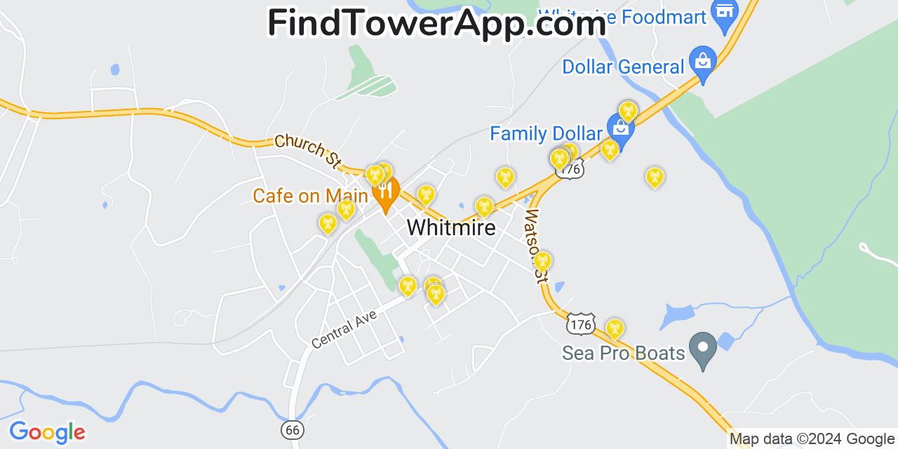 AT&T 4G/5G cell tower coverage map Whitmire, South Carolina