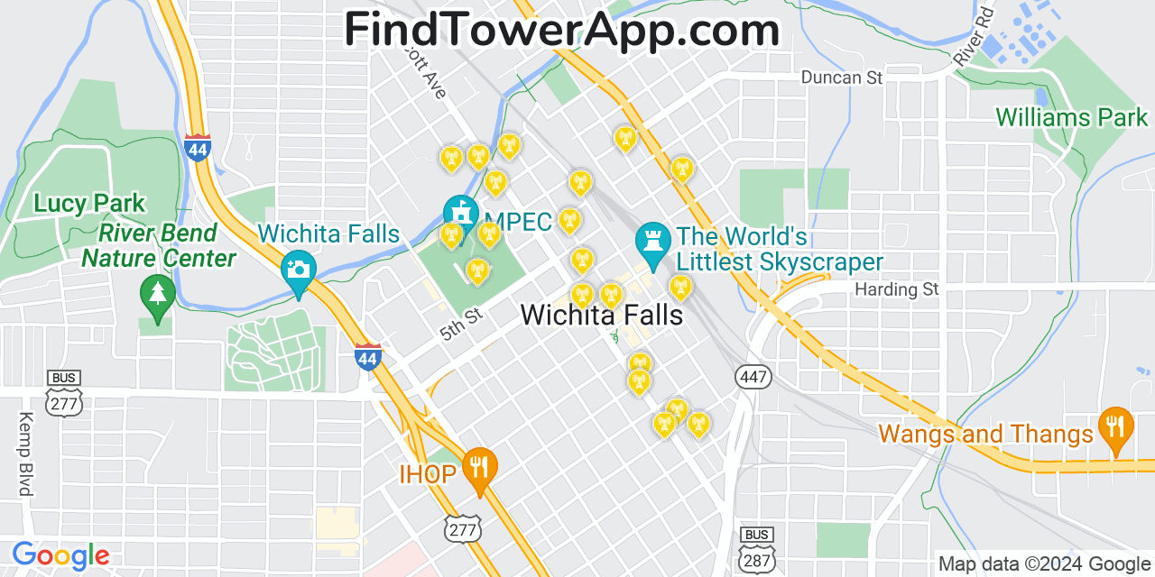 Verizon 4G/5G cell tower coverage map Wichita Falls, Texas