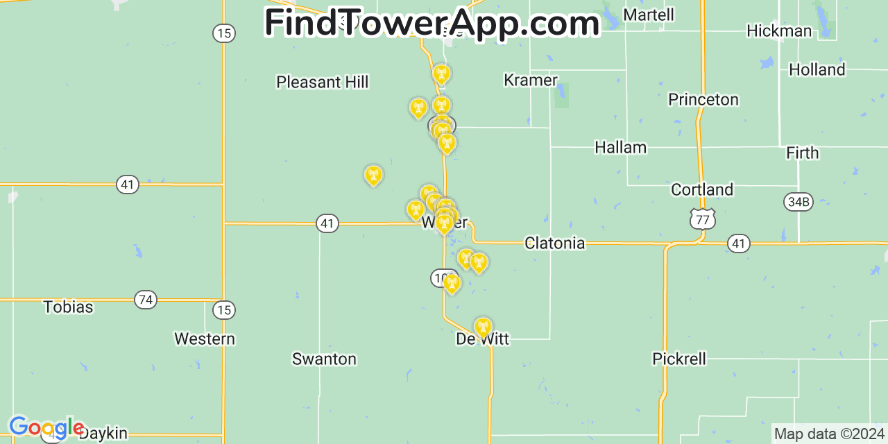 Verizon 4G/5G cell tower coverage map Wilber, Nebraska