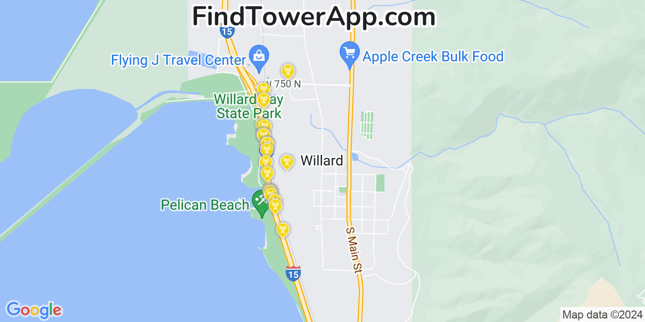 AT&T 4G/5G cell tower coverage map Willard, Utah