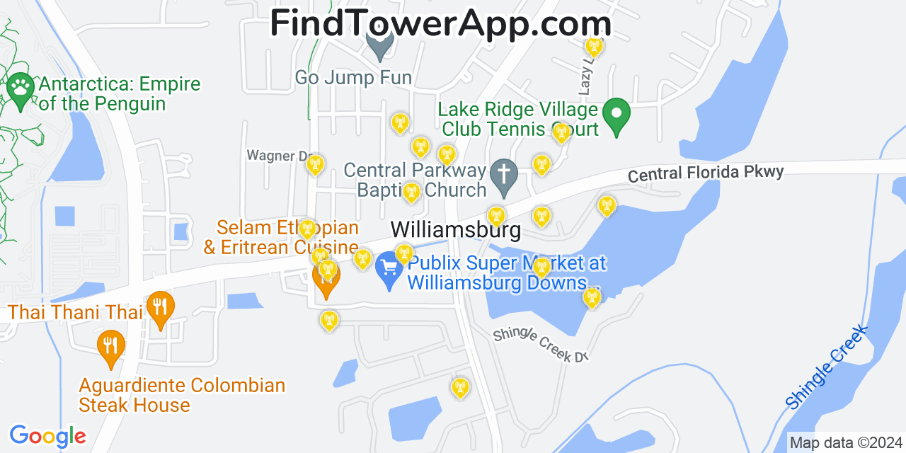 T-Mobile 4G/5G cell tower coverage map Williamsburg, Florida