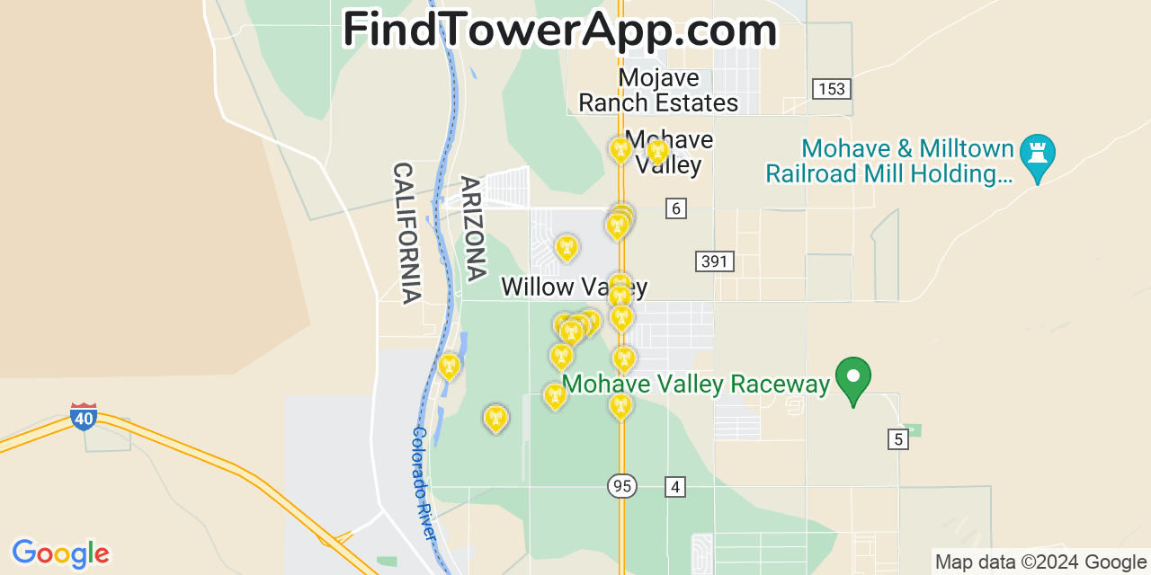 AT&T 4G/5G cell tower coverage map Willow Valley, Arizona