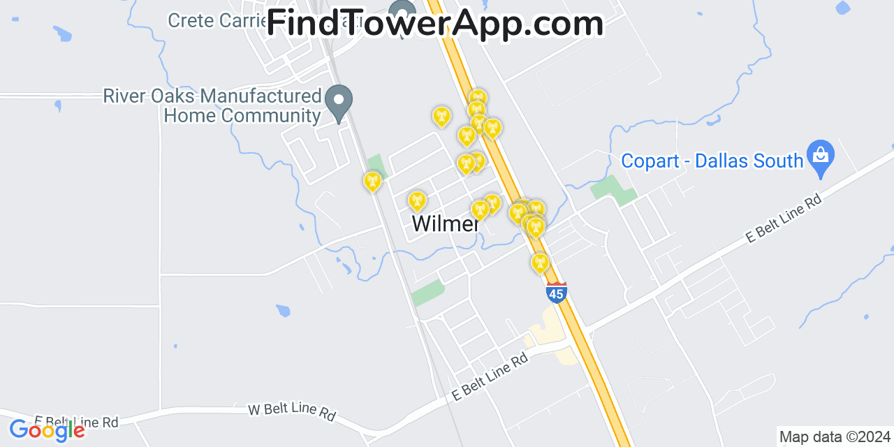 T-Mobile 4G/5G cell tower coverage map Wilmer, Texas