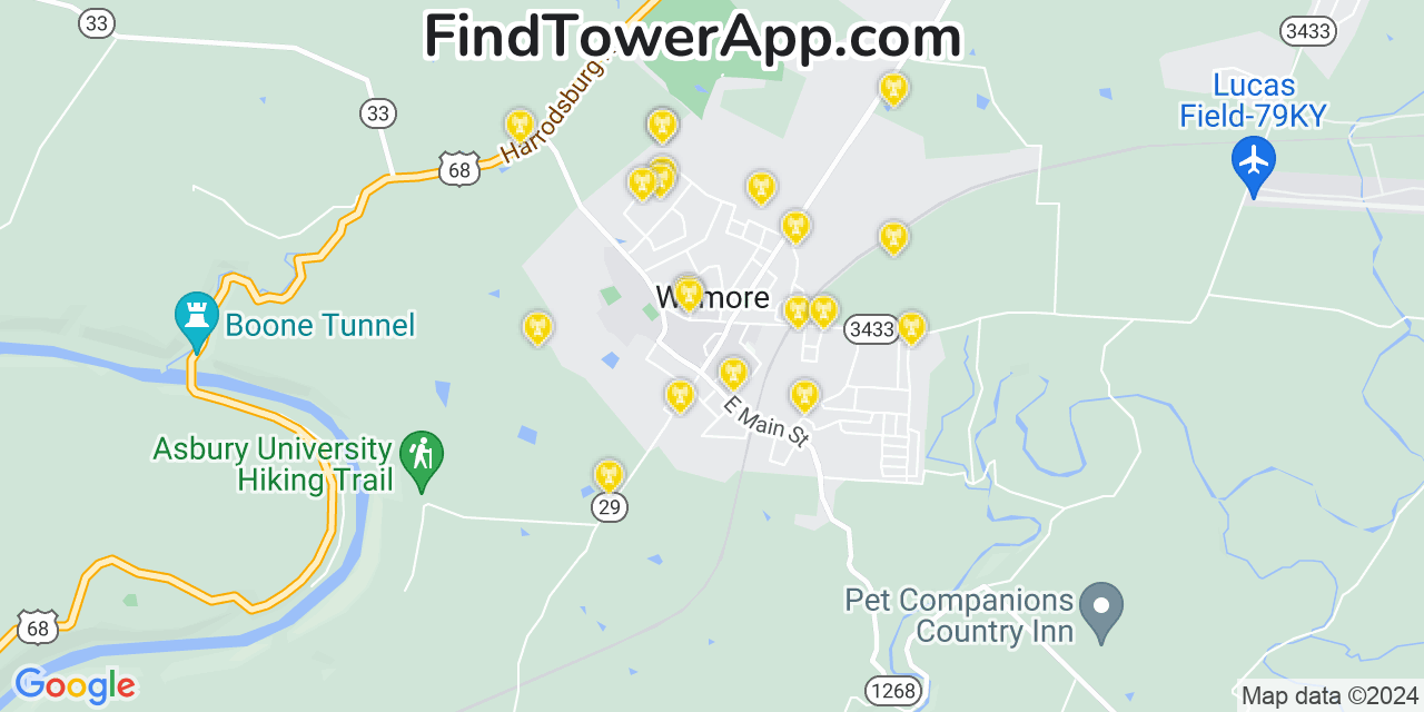 AT&T 4G/5G cell tower coverage map Wilmore, Kentucky