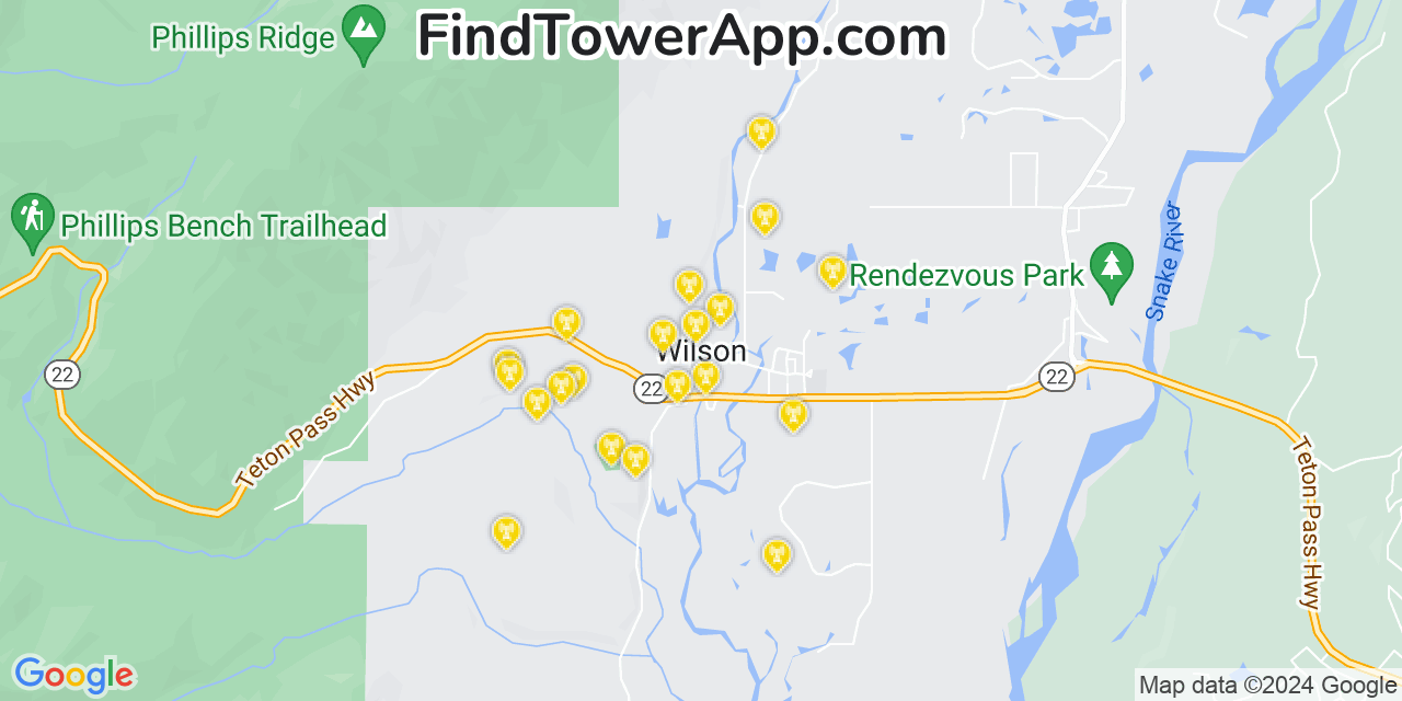T-Mobile 4G/5G cell tower coverage map Wilson, Wyoming