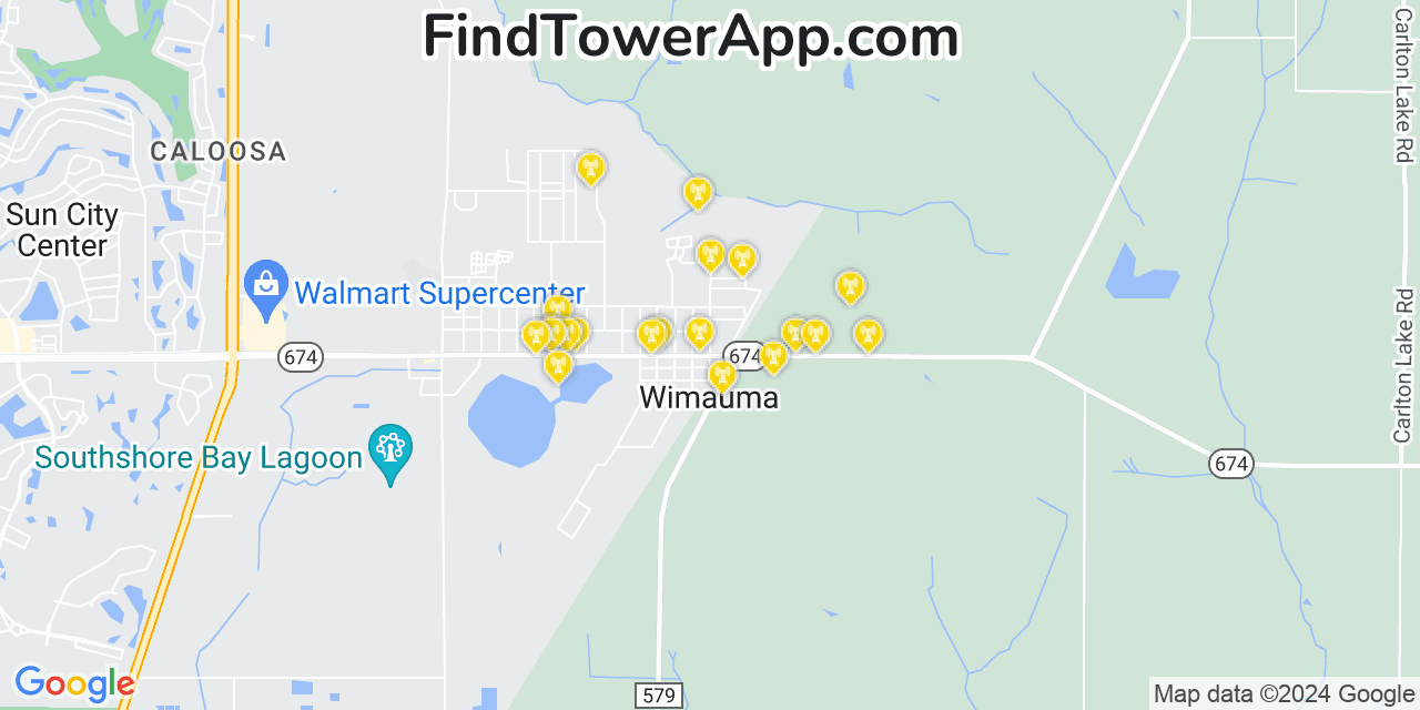 AT&T 4G/5G cell tower coverage map Wimauma, Florida