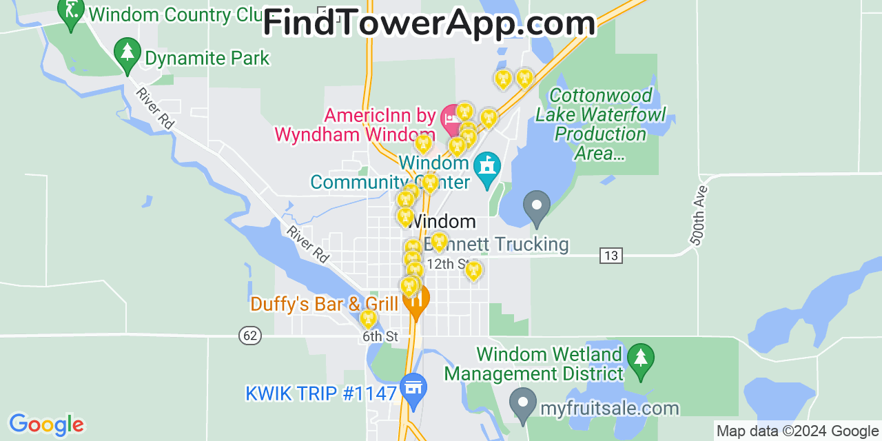 Verizon 4G/5G cell tower coverage map Windom, Minnesota