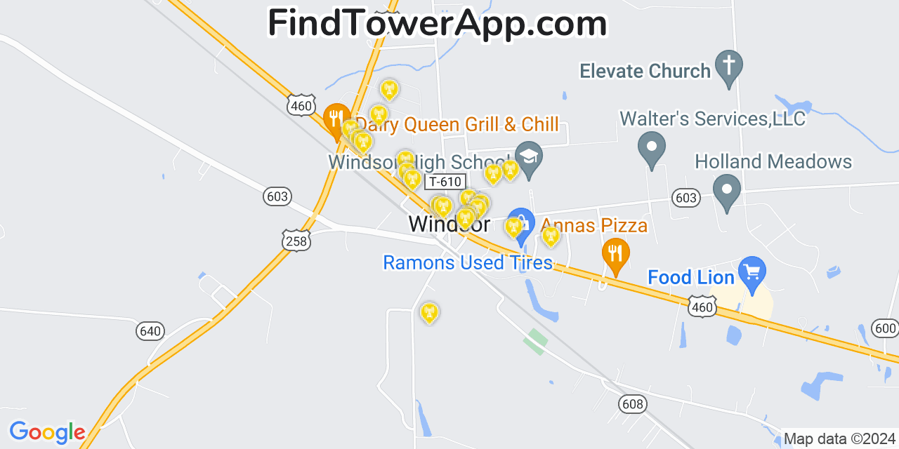T-Mobile 4G/5G cell tower coverage map Windsor, Virginia