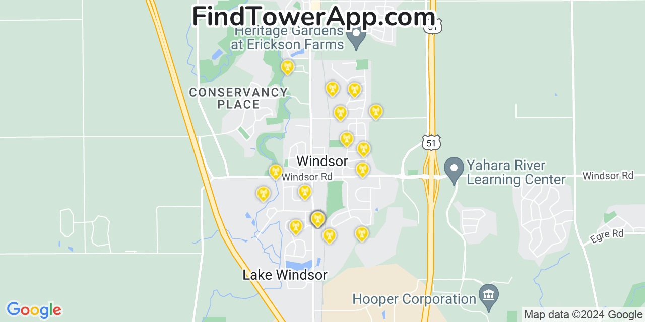 AT&T 4G/5G cell tower coverage map Windsor, Wisconsin