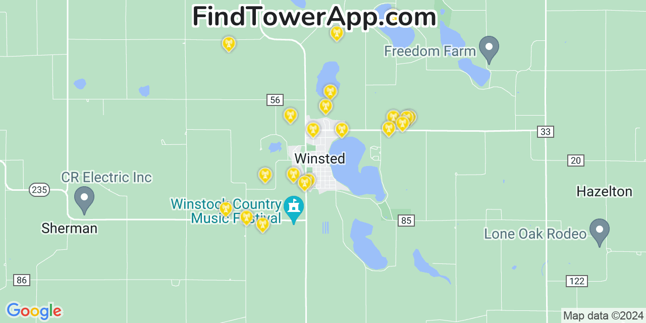 T-Mobile 4G/5G cell tower coverage map Winsted, Minnesota