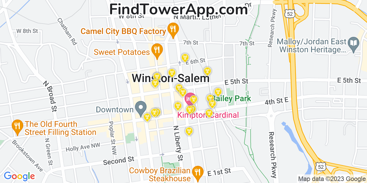 T-Mobile 4G/5G cell tower coverage map Winston Salem, North Carolina