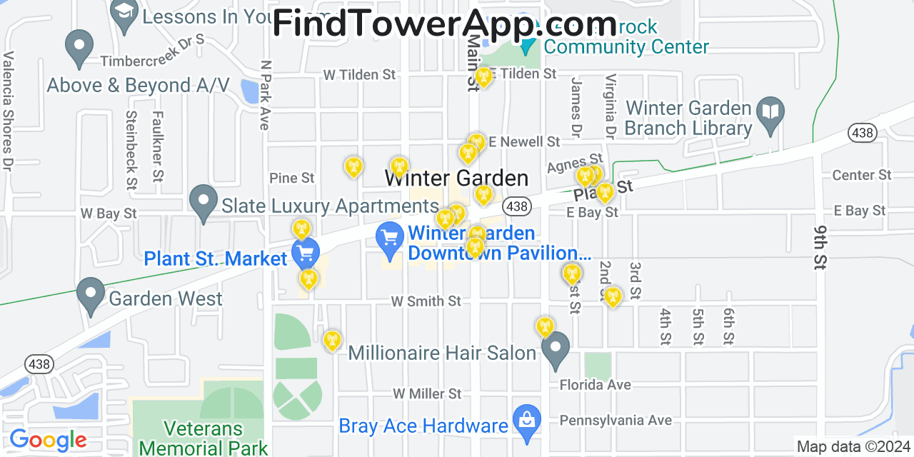 T-Mobile 4G/5G cell tower coverage map Winter Garden, Florida