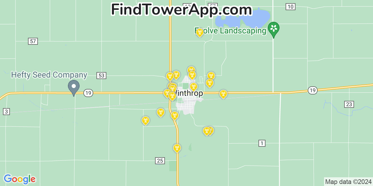 AT&T 4G/5G cell tower coverage map Winthrop, Minnesota