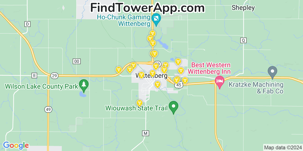 T-Mobile 4G/5G cell tower coverage map Wittenberg, Wisconsin