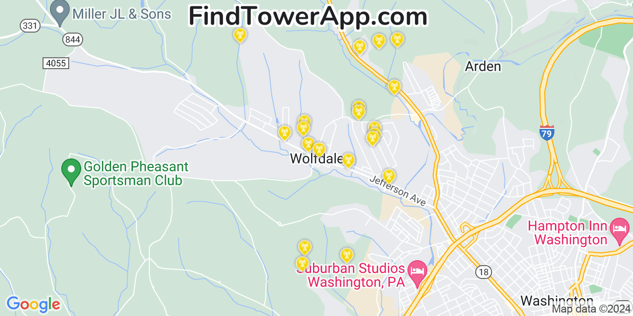 AT&T 4G/5G cell tower coverage map Wolfdale, Pennsylvania