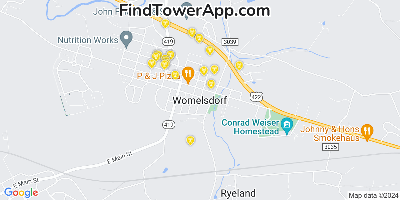 T-Mobile 4G/5G cell tower coverage map Womelsdorf, Pennsylvania