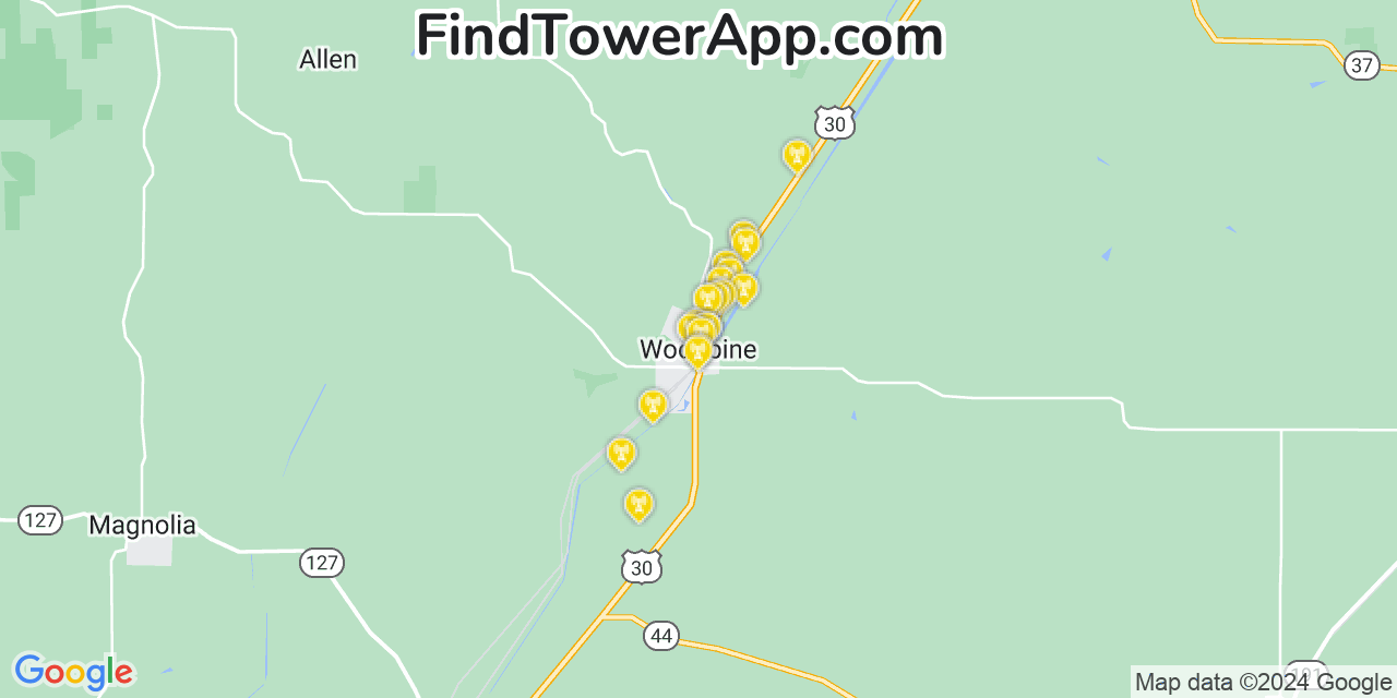 AT&T 4G/5G cell tower coverage map Woodbine, Iowa