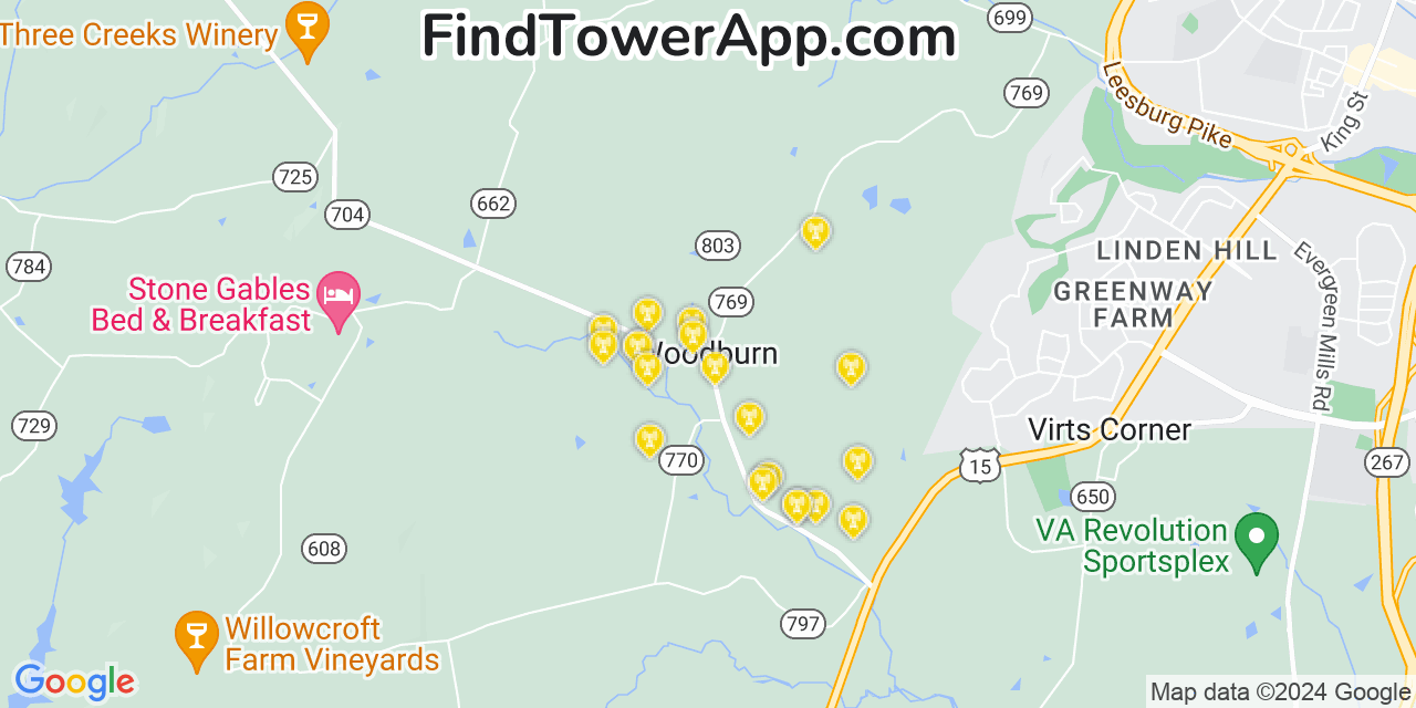 AT&T 4G/5G cell tower coverage map Woodburn, Virginia