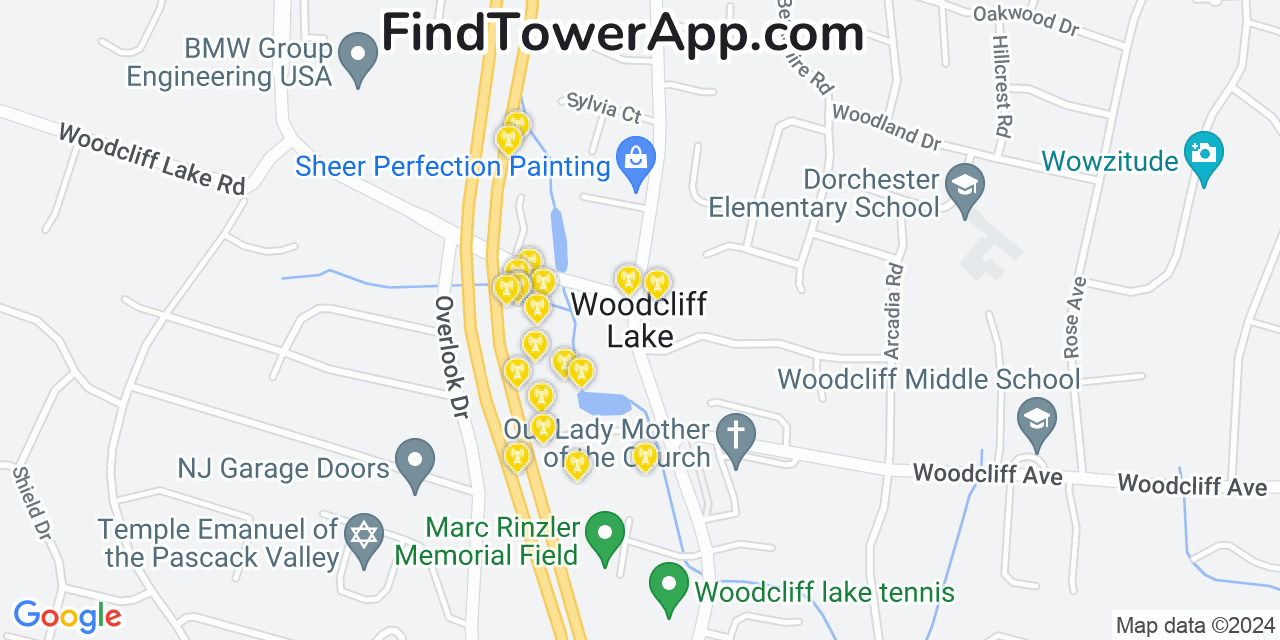 AT&T 4G/5G cell tower coverage map Woodcliff Lake, New Jersey