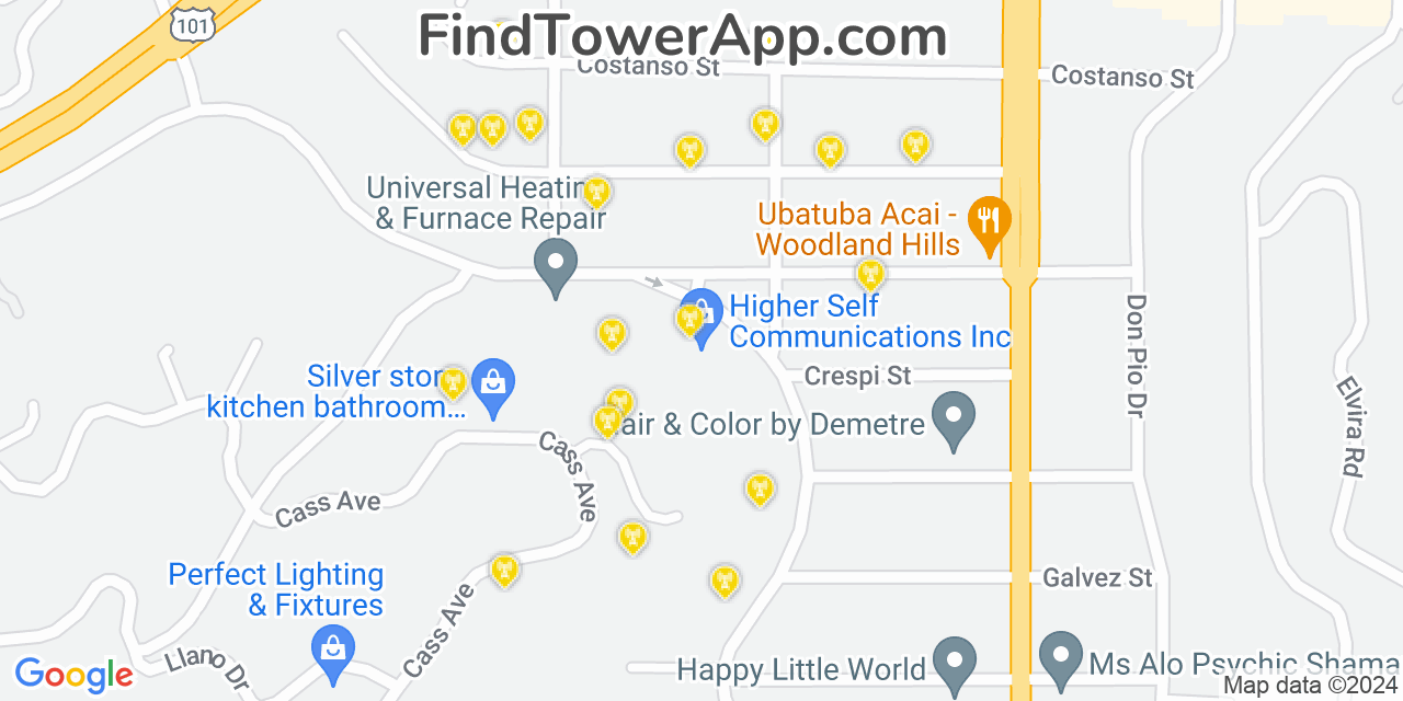 T-Mobile 4G/5G cell tower coverage map Woodland Hills, California