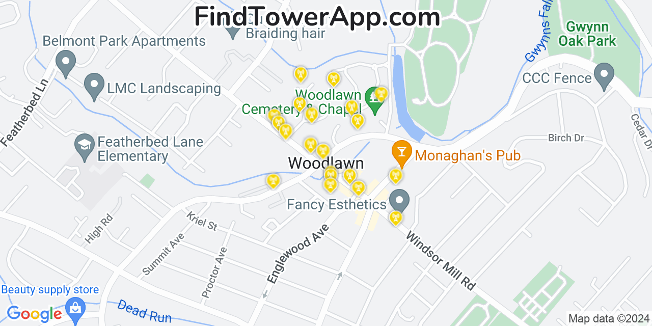 T-Mobile 4G/5G cell tower coverage map Woodlawn, Maryland