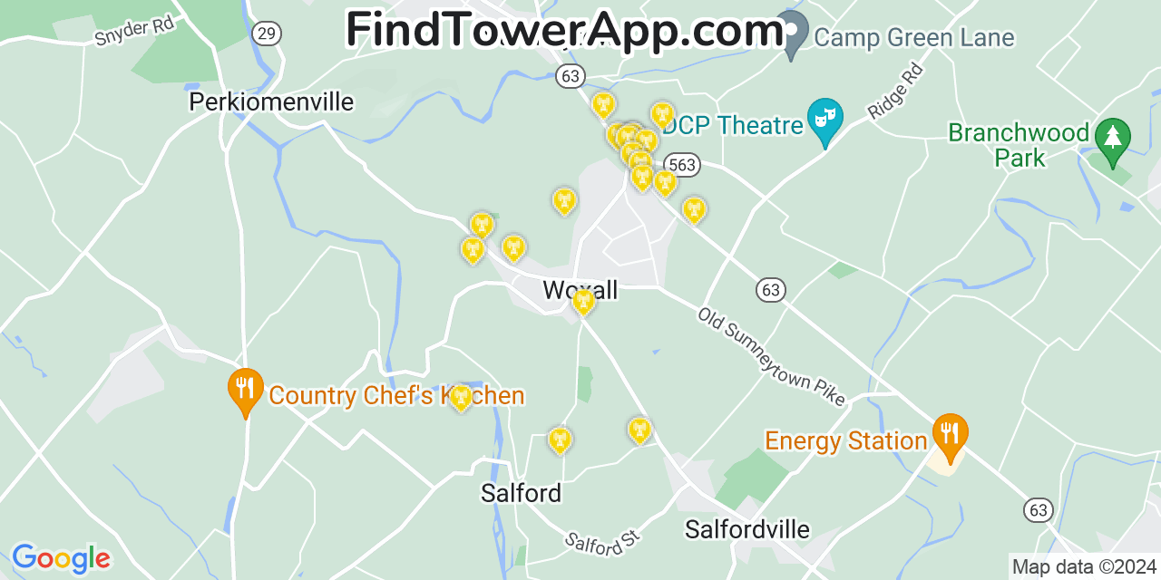 AT&T 4G/5G cell tower coverage map Woxall, Pennsylvania