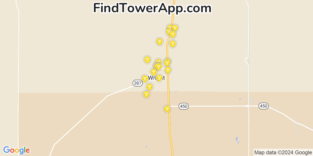 Verizon 4G/5G cell tower coverage map Wright, Wyoming