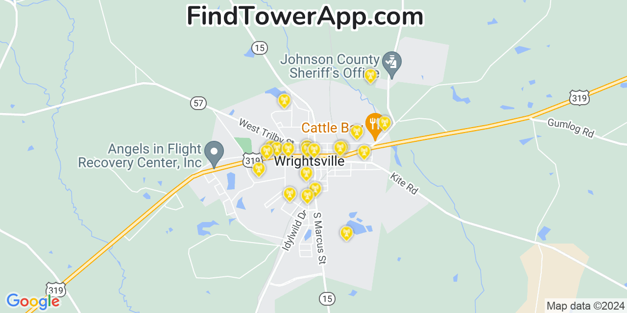AT&T 4G/5G cell tower coverage map Wrightsville, Georgia