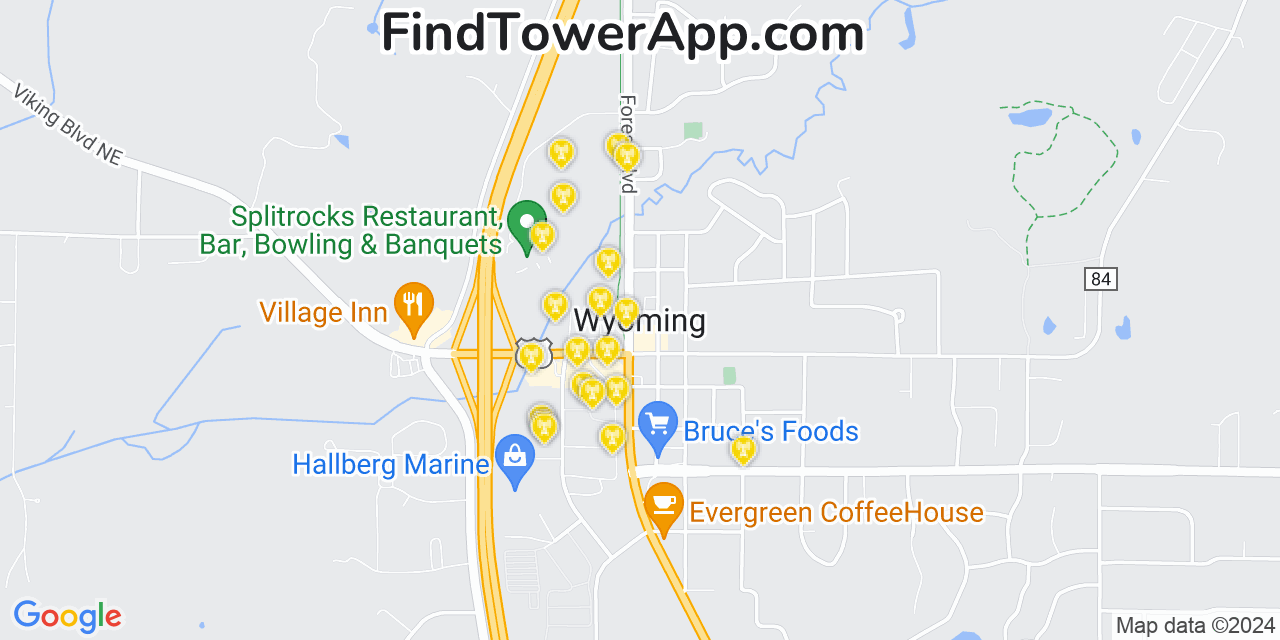AT&T 4G/5G cell tower coverage map Wyoming, Minnesota
