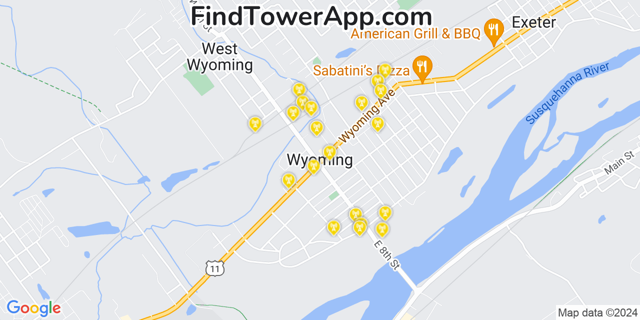 Verizon 4G/5G cell tower coverage map Wyoming, Pennsylvania