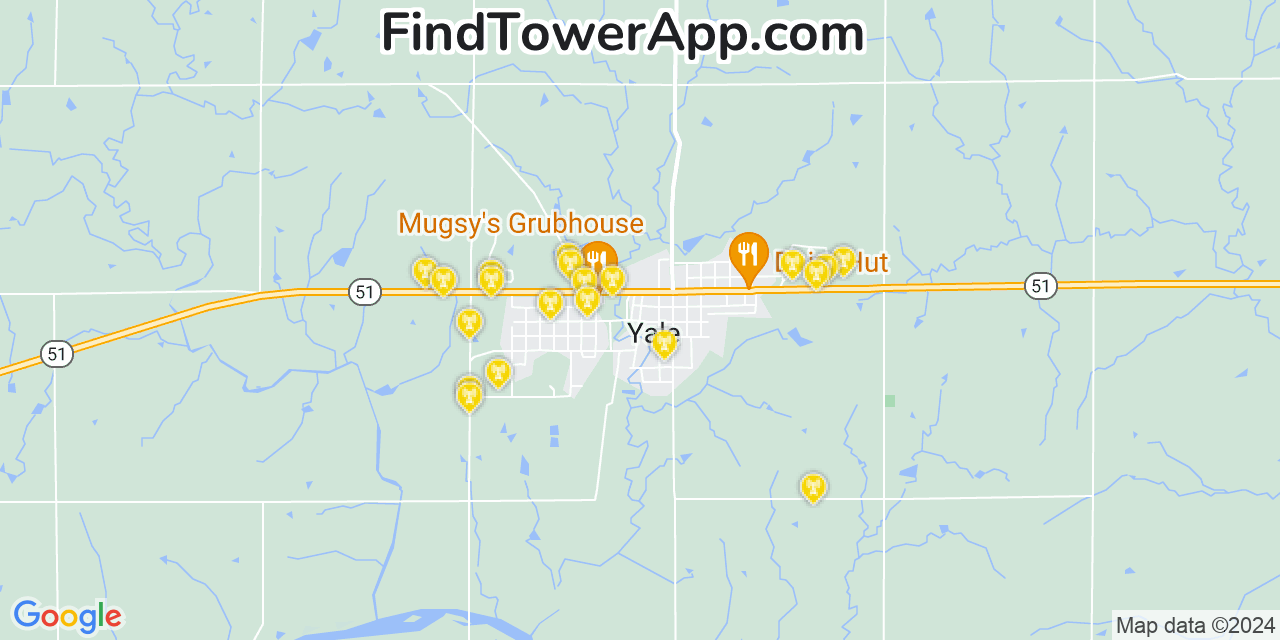 AT&T 4G/5G cell tower coverage map Yale, Oklahoma