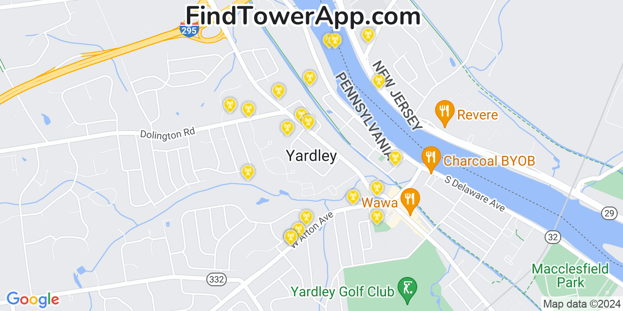 Verizon 4G/5G cell tower coverage map Yardley, Pennsylvania