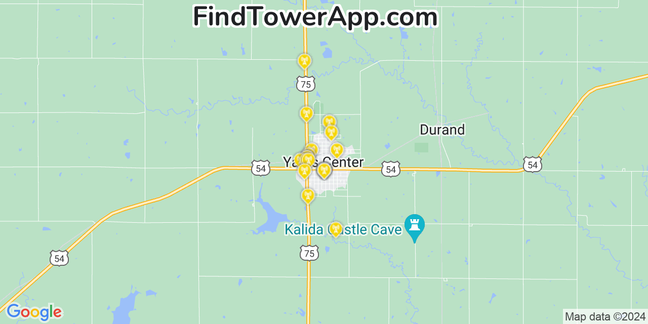 T-Mobile 4G/5G cell tower coverage map Yates Center, Kansas