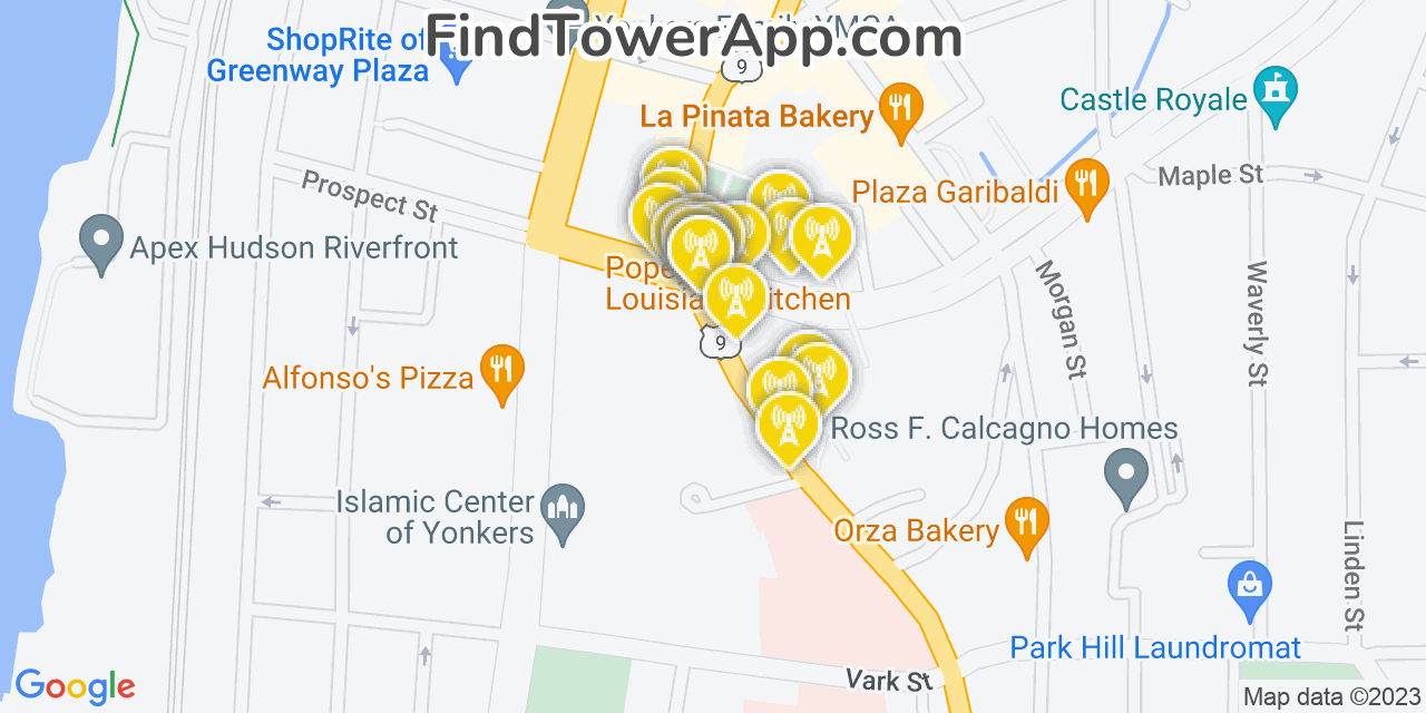 Verizon 4G/5G cell tower coverage map Yonkers, New York