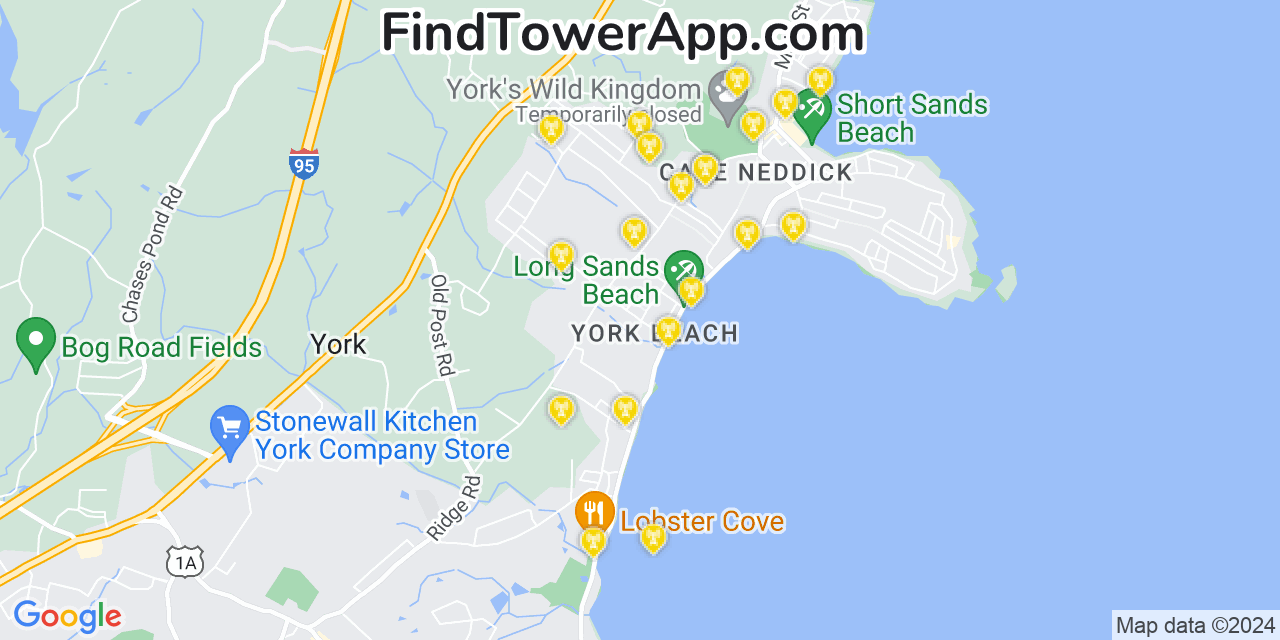 Verizon 4G/5G cell tower coverage map York Beach, Maine