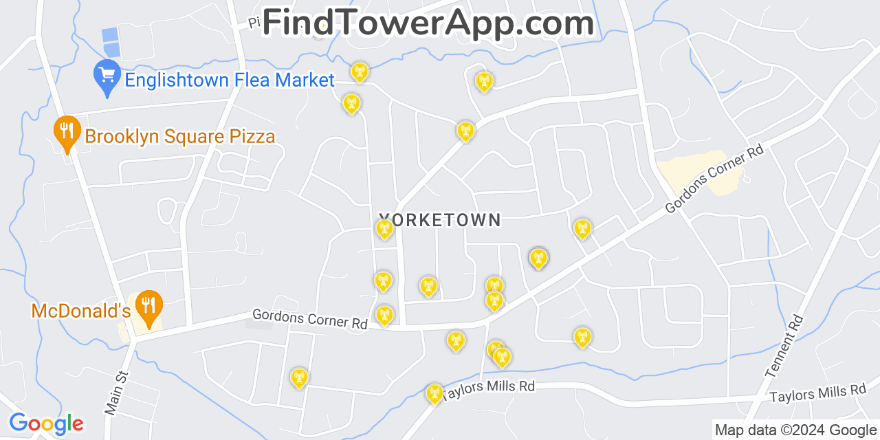 AT&T 4G/5G cell tower coverage map Yorketown, New Jersey