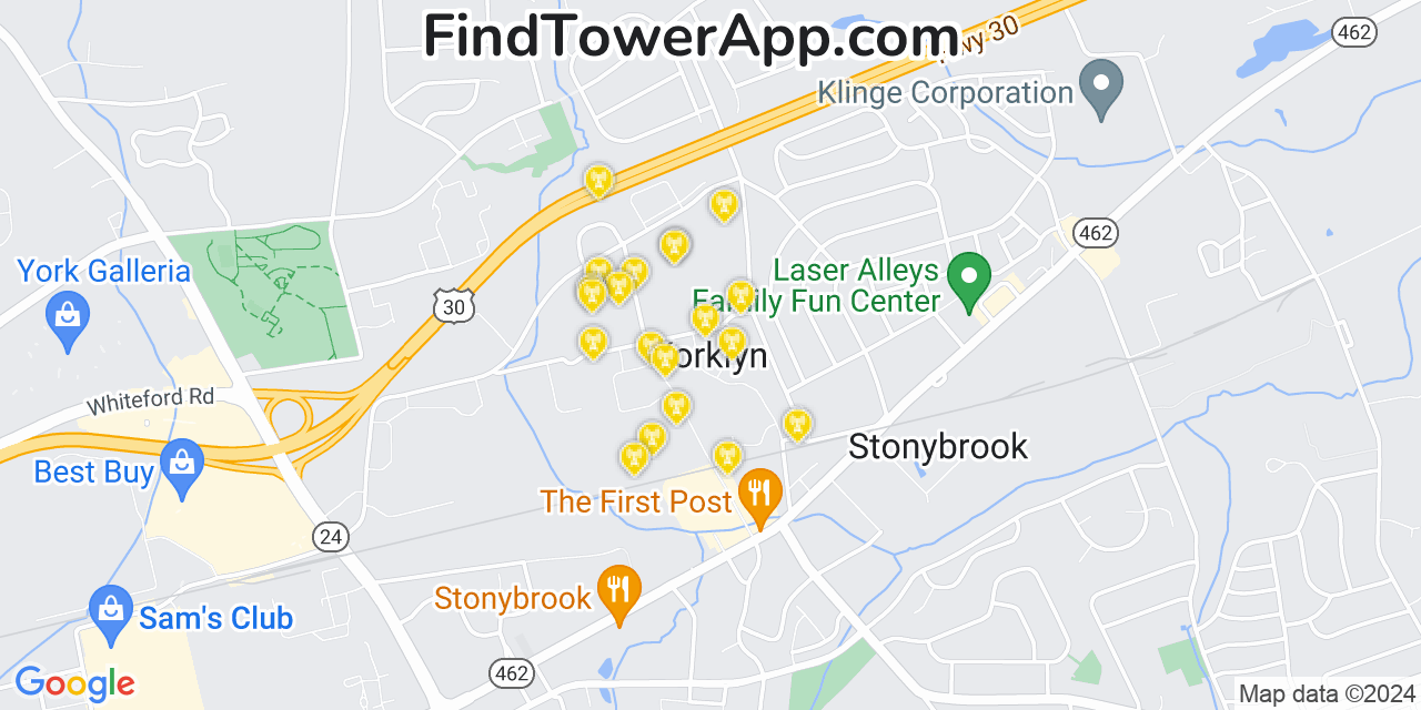 AT&T 4G/5G cell tower coverage map Yorklyn, Pennsylvania