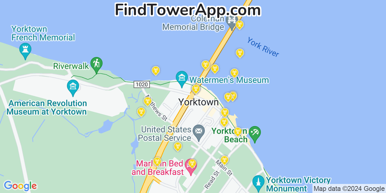 T-Mobile 4G/5G cell tower coverage map Yorktown, Virginia