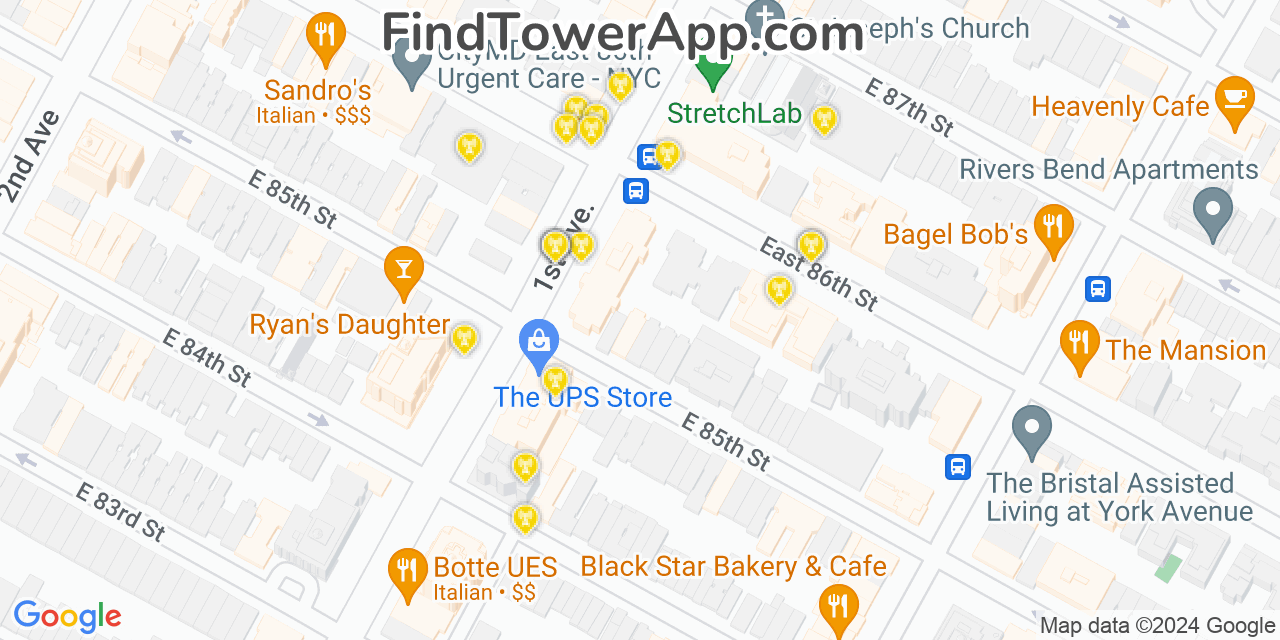 AT&T 4G/5G cell tower coverage map Yorkville, New York