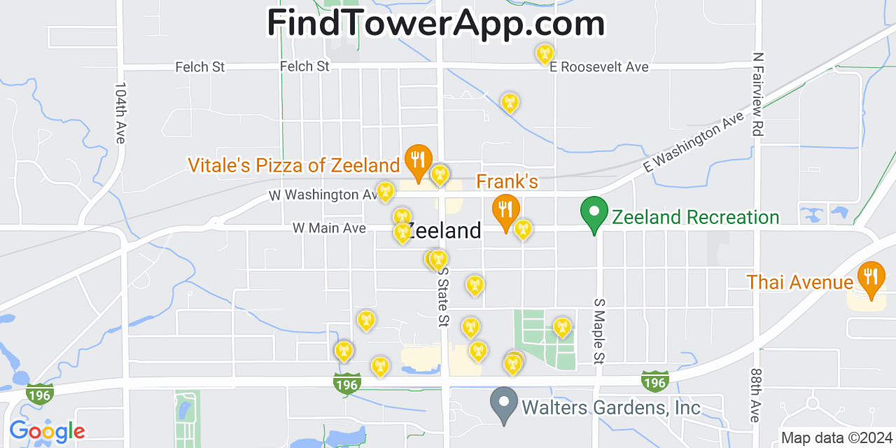AT&T 4G/5G cell tower coverage map Zeeland, Michigan
