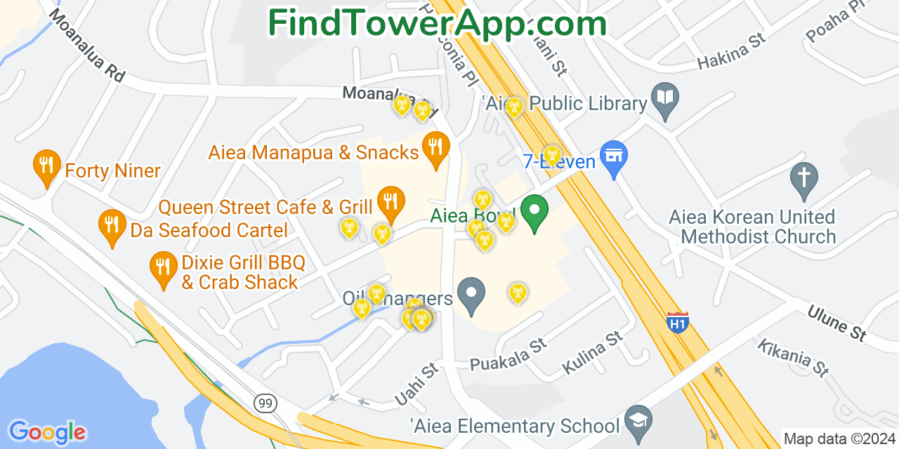 AT&T 4G/5G cell tower coverage map ‘Aiea, Hawaii