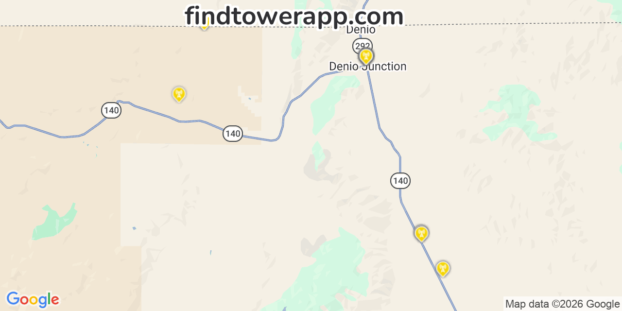 Map showing the 21 primary AT&T cell tower locations detected in 89404, Nevada with coverage radius and signal strength indicators