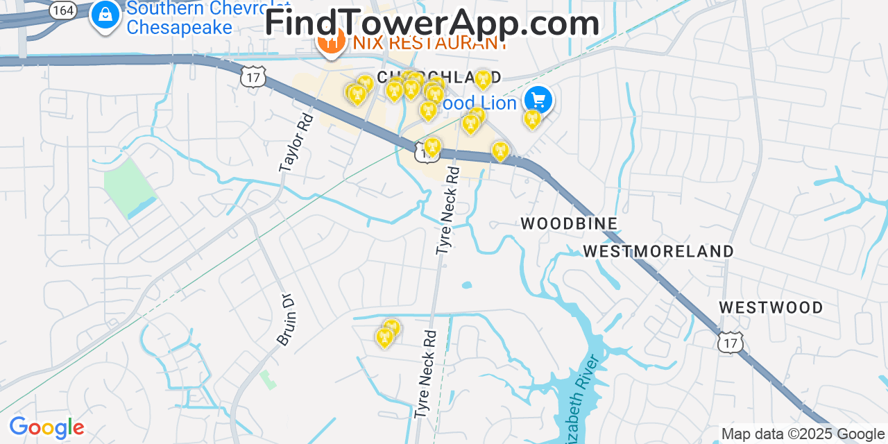 Map showing the 20 primary T-Mobile cell tower locations detected in Ã…Å’mao, Hawaii with coverage radius and signal strength indicators