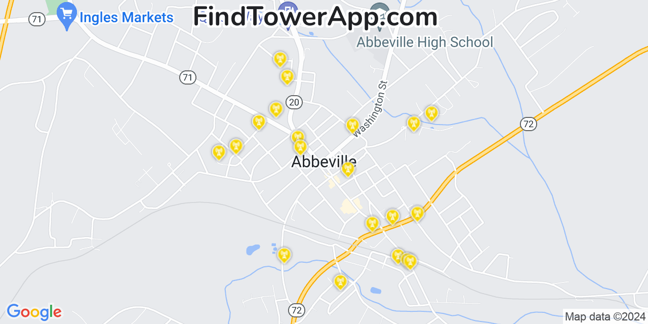 T-Mobile 4G/5G cell tower coverage map Abbeville, South Carolina